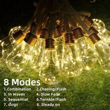 20/16/10 LED Solar Powered String Lights, 8 Lighting Modes, Auto On/Off, Suitable For Fence, Yard, Garden, Party, Wedding, Camping, Christmas Tree, IPX4 Waterproof