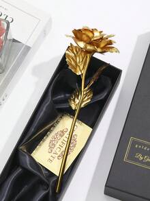 Rosa de oro en lámina, caja de regalo para el Día del Maestro, San Valentín, aniversario de boda, regalo de cumpleaños, decoración de rosa de oro laminado, decoración del hogar, regalo promocional de joyería, rosa eterna, rosa de cristal artificial - Rojo - Ver 10