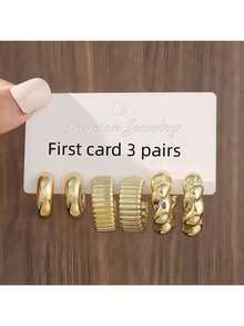 3 Pairs/9 Pairs New ABS Resin & CCB Exaggerated C-Shaped Water Drop Personalized Fashion Earring Set - New Four - View 11