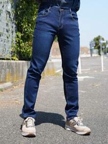 Ross Kempt Jeans slim fit da uomo, colore blu uniforme per il lavoro di base marito