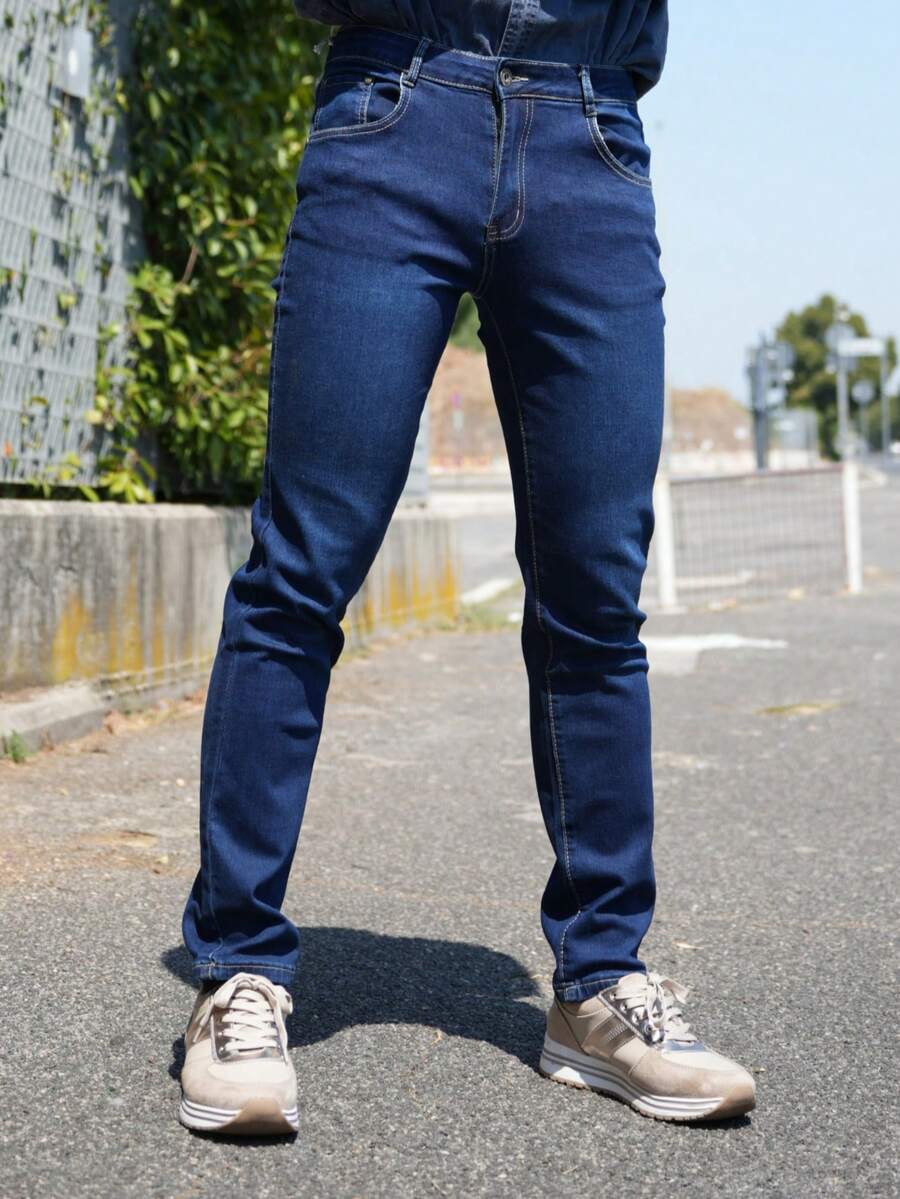 Ross Kempt Jeans slim fit da uomo, colore blu uniforme per il lavoro di base marito