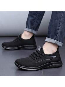 Women's Casual Sports Shoes, Mesh Slip-On Fitness Running Shoes, Comfortable Soft Non-Slip Walking Sneakers - 黑色 - 查看 2