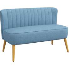 HOMCOM Sofa 2 Sitzer Couch, Kleine Loveseat mit Leinen-Optik Modern Polstersofa für Wohnzimmer, Schlafzimmer, kleinen Raum, Blau 117 x 56,5 x 77