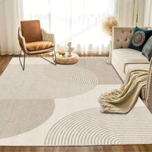 现代简约几何图案地毯 - 涤纶材质，可机洗，长方形，大尺寸（最长边≥70.87英寸），适用于客厅、卧室、办公室和休闲区 - 室内地毯，覆盖面积超过23.25平方英尺，可用于浴室、厨房装饰、圣诞装饰等。 - 米色 - 查看 12