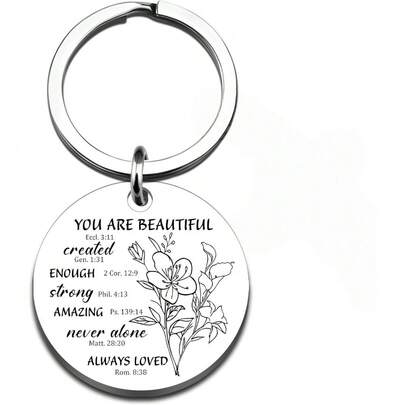1 chaveiro cristão com versículo bíblico, presente religioso para mulher, chaveiro com cruz da fé para irmã em Cristo, presente de aniversário ou Natal para ela, presentes inspiradores, pingentes para bolsas, acessórios para carro, ideias de presentes para professoras e amigas.