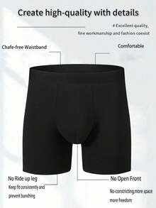 4件套男士纯色长款内裤，高弹力拳击短裤，休闲舒适百搭平角内裤，男士日常休闲耐穿内裤，基础款纯色拳击短裤，时尚大码拳击短裤，内裤套装，男士返校礼物，万圣节男友礼物，圣诞礼物 - 彩色 - 查看 3