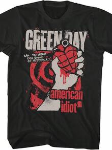 Green American Women Mens Black Short Sleeve T Shirt Punk Rock Vintage Style Graphic Tees - 黑色 - 查看 1