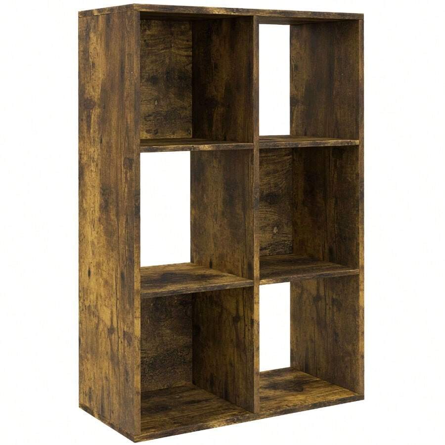HOMCOM 6Cube Bookshelf Rustic Brown - Rustic Brown1 - View 1