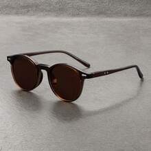 1 Pair, Retro Oval Fashion Glasses With Tortoiseshell Frame And Black Lenses - Fashionable Round Glasses For Men And Women, Perfect Gift For Thanksgiving And New Year, Glasses Accessories - 綠色 - 查看 3