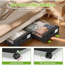 A Bed With Wheels For Storage, 2 Sets Of Bed Storage Containers With Transparent Lids, Bed Storage Boxes For Shoes And Clothes, A Rollable Bed Storage Box For Clothes, Shoes And Blankets, Two Boxes For Sorting Shoes And Clothes. - Black - View 3