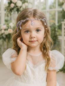 1pc Glamorous Princess Fairy Style Rhinestone Leaf Shaped Hair Accessory For Girls, Suitable For Ball, Performance, Party, Runway, Street Photography, Birthday Gift, Fashionable And Sweet Decoration