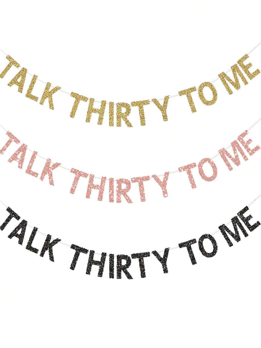 Biểu ngữ Talk Thirty To Me, Trang trí bằng giấy bạc vàng lấp lánh, Phù hợp cho nam/nữ, Trang trí tiệc sinh nhật lần thứ 30 - Nhiều màu - Xem 1