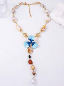 1 件优雅奢华高端设计合金滴油花树脂串珠 Y 型项链，适合女士