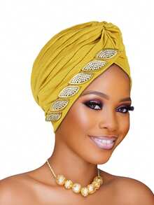 1件亮片派对帽头巾，非洲传统帽，南美帽，西瓜帽，节日帽，镶钻帽，休闲帽，适合派对、节日、送礼，也可作睡帽或睡帽。 - 彩色 - 查看 18