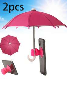1/2/5pcs Phone Umbrella For Sun, Phone Clamp Umbrella, Outdoor Waterproof Sunshade Umbrella With Phone Holder, Anti-UV Mini Umbrella For Light Rain, Universal Phone Sun Visor, Mini Pink Umbrella, Mobile Phone Stand Umbrella, Outdoor Anti-Glare Phone Sun Shade, Travel Essentials, Workout, School Supplies, Holiday, Camping, Vacation Accessories - Multicolor - View 18