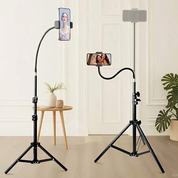 Tripod Phone Stand, Live Streaming Tripod With Flexible Gooseneck, 360° Rotation, Portable Adjustable Tabletop Tripod For Smartphone, Camera, Webcam, With Phone Holder And Carrying Bag For Summer Vacation, Travel, Outdoor Activities, Live Streaming, Stable Recording Vacation Travel Outdoor Activities Live Streaming Selfie Stick Vlogging Equipment