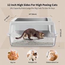 Stainless Steel Litter Box With Lid, XL Large Litter Box Enclosure Big Cats With High Sides And Scoop, Easy Clean Metal Litter Pan, Non-Stick Toilet, Anti-Leakage, No Smell - 12.6吋高 - 查看 6