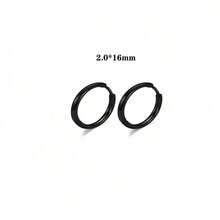 Pendientes de aro de acero inoxidable de moda unisex - Plateado - Ver 33