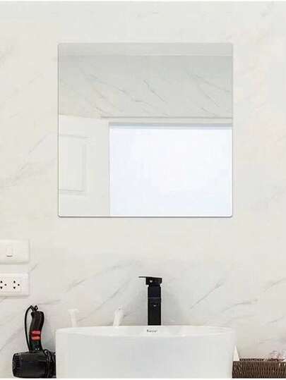 1pc DIY Acrylic Mirror, Bathroom Spiegel Makeup Unbreakable, Self Adhesive, Peel Stick, No Installation Required. Wand Square Round Heart Shaped Waterproof Material, Bedroom Vanity Office, Indoor Outdoor Walls, Versatile Home Accessory. view 2