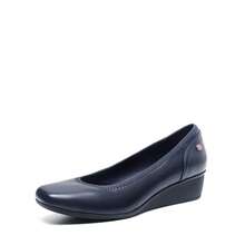 Women's Wedge Shoes Square Close Block Heels Toe Dress Comfortable Wedding Office Pumps - Màu xanh lam - Xem 4