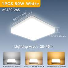 CANMEIJIA 超薄方形 LED 吸顶灯平板灯，家用 LED 吸顶灯，适用于家庭装饰，适用于客厅/卧室/浴室/办公室/餐厅/大堂/酒店/工作室/仓库/入口/厨房/走廊/阁楼/通道，根据使用需求选择合适的尺寸，60W/50W/40W/30W/20W 可用 - LED吸頂燈 - 查看 34