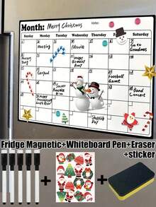 Calendario magnético de pizarra blanca para refrigerador, planificador familiar mensual, pizarra magnética, calendario de pizarra magnética, decoración de cocina, planificador mensual para refrigerador, accesorios de refrigerador para cuadro de tareas y planificación de menús (varios tamaños)
