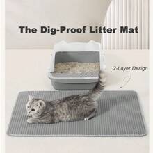 Alfombra grande para caja de de gato de material EVA de doble capa, anti-salpicaduras y fugas, lavable, para atrapar la , limpieza conveniente, disponible en varios tamaños, alfombra para caja de de mascota - Gris - Ver 1