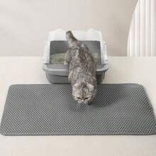 Alfombra grande para caja de de gato de material EVA de doble capa, anti-salpicaduras y fugas, lavable, para atrapar la , limpieza conveniente, disponible en varios tamaños, alfombra para caja de de mascota - Gris - Ver 2