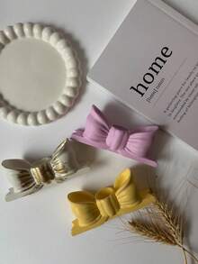 1PC Bow Candlestick Silicone Mold DIY Creative Bow Aromatherapy Candle Holder Plaster Mould Home Decoration Gift Ornaments Epoxy Resin Mold Handicraft Making Casting Molds - White - View 10