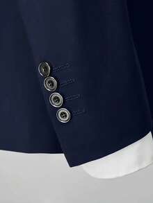Men's Suit, Men's Solid-Color 2-Piece Suit, Including A Slim-Fit Single-Breasted Solid-Color Suit Jacket + Dress Pants, Business Elegant And Casual, Suitable For Gifting, Daily Leisure, Business, Weddings, Dances, Work Commutes, And Other Occasions - Màu xanh hải quân - Xem 7