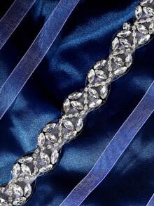 1pcs Bridal Belt Wedding Sash Belt With Crystal Rhinestones For Wedding Dress Bride Bridesmaid Gown - 銀色 - 查看 10