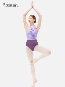 DonsGirl 1 Piece Women's Ballet Dance Leotard - Asymmetric Single Shoulder With Sexy Shoulder Strips Design, Elastic Mesh Patchwork, Gymnastics /Dance Performance Outfit - 紫色 - 查看 10