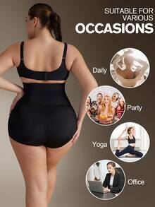 1pc Plus Size Women Body Shaper, Waist Cincher, Tummy Control, Butt Lifter, Beige - Black - View 3