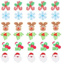 2/6pcs Santa Claus & Reindeer Fabric Patches, Non-Woven Christmas Series Candy Cane, Letter, Leaf Fabric Patches, DIY Clothing, Shoes, Hats Decoration