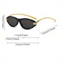 1 Pc/Set, Stylish Cat-Eye Sunglasses With A Sophisticated Knot Design And Oval Frames. Available In Multiple Colors. Perfect For Daily Dates, Commuting, Street Style Outfits, Or As A Gift. Includes A Glasses Case. - black/yellow - View 2