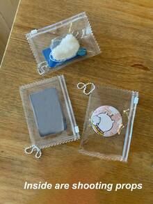 Bolsa de exhibición mini elegante - PVC transparente, almacenamiento a prueba de polvo con cierre de cremallera para bolso de mujer, bolsa transparente con llavero, soporte para insignia, estuche de almacenamiento y exhibición de colgante, protector de tarjeta, bolsa de almacenamiento de joyas, bolsa de almacenamiento de insignia, bolsa de almacenamiento de colgante, soporte para fotos y insignias de PVC con cremallera - Bolsa de almacenamiento multifuncional - Multicolor - Ver 4