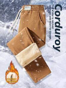 Winter Women's Plus Size Thermal Lined Straight Leg Sweatpants, Warm And Comfortable Casual Pants For Winter