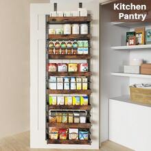 8 Tier Over The Door Pantry Organizer 2 IN 1 Wall Mount Or Metal Hanging Spice Rack For Pantry Organizers And Storage Seasoning ShelvesAdjustable Basket With Hooks For Kitchen Bathroom Laundry