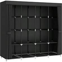Portable Closet Wardrobe 67Inch Clothes Organizer With 4 Hanging Rods And 8 Shelves NonWoven Fabric Cover Large Capacity Storage For Bedroom And Living Room Black