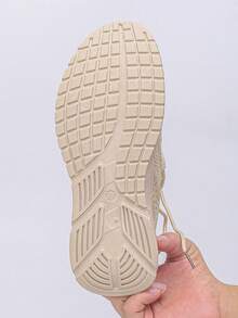 Women's Breathable Lightweight Casual Sports Shoes, Road Running Shoes, Slip-On Convenient Wear - Beige - View 7