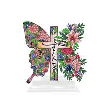 Kit de pictură cu diamant 2D plat, 1 buc., DIY, pentru adulți, pentru obiecte de birou, model cruce și fluture floral, potrivit pentru începători, decorativ pentru Halloween, Crăciun, cadouri de Ziua Îndrăgostiților, cadou ideal