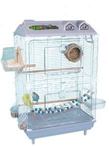 Transparent Bird Cage With Tiger Pattern, Large Aviary Cage For Parrot, Phoenix, Bulbul, Finch Observation - Grey - View 12