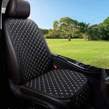 1 个座垫 + 1 个靠背垫汽车座椅套，PU 皮革前单座垫，4 季通用刺绣座椅保护套，适合大多数轿车和 SUV - 黑白 - 查看 7