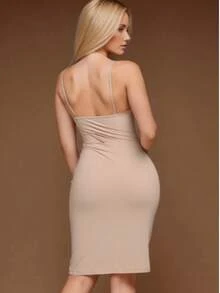 Second Skin Dress, Petticoat, Shaping, Tube Combination, Thin Straps - Beige - View 4