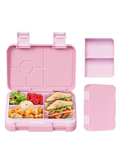 Lonchera Bento: Contenedor hermético para almuerzo con 5 compartimentos, reutilizable, ideal para preparar comidas y refrigerios, ideal para niños y adultos, ideal para la escuela, la oficina, viajes y picnics.