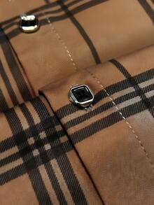 Áo sơ mi nam công sở kẻ sọc dài tay, cài nút đơn - màu nâu - Xem 5