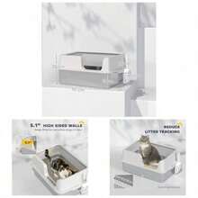 Stainless Steel Box With Detachable Rim, Scoop, Easy Cleaning, Odour - Resistant, 60x 40x 28 - LIGHT GREY + Stainless Steel - View 1