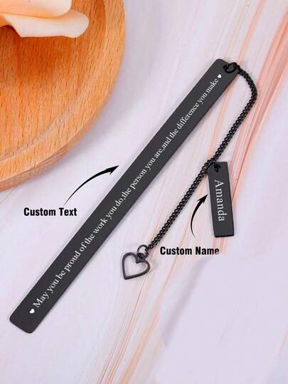 Marcapáginas personalizado de acero inoxidable con colgante de borla con forma de corazón. Marcapáginas de metal personalizado como regalo de aniversario, vuelta al cole, para maestros, compañeros de trabajo, amantes de los libros, graduación, Navidad y talla grande.