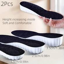 1 Pair 3.5cm Of Height-Increasing Insoles: Men's Non-Tiring Feet, Sweat-Absorbing, Deodorizing, Shock-Absorbing Height-Increasing Insoles That Won't Collapse. Full-Foot Women's Insole Height-Increasing Insoles/Unisplendable Sports Height-Increasing Insoles - Soft And Comfortable - Black - View 1