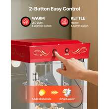 Popcorn Machine, 8oz Stainless Steel Kettle, 800W Commercial Countertop Popcorn Maker, 48 Cups Per Batch Theater Style Popper, With 2-Button Control Glass Wall PC Door 1 Scoop 3 Spoons, Red - 查看 5